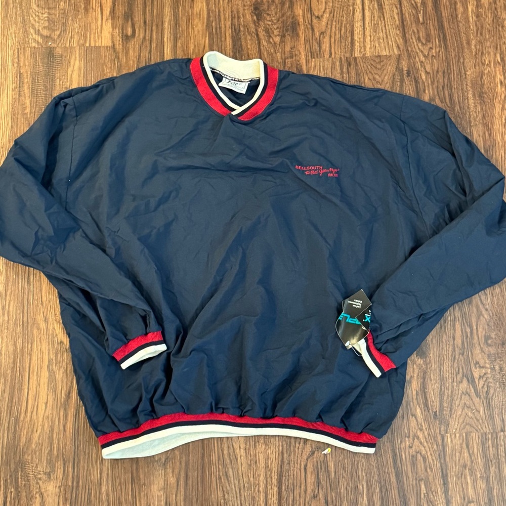 Vintage BellSouth Online Lee Sport Pullover Jacket USA XXL Navy Red Trim